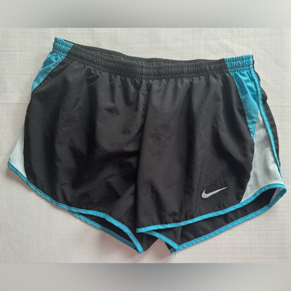 Nike ✔️ Dri Fit Running Shorts Lined Black Blue Athletic Work Out Large EUC